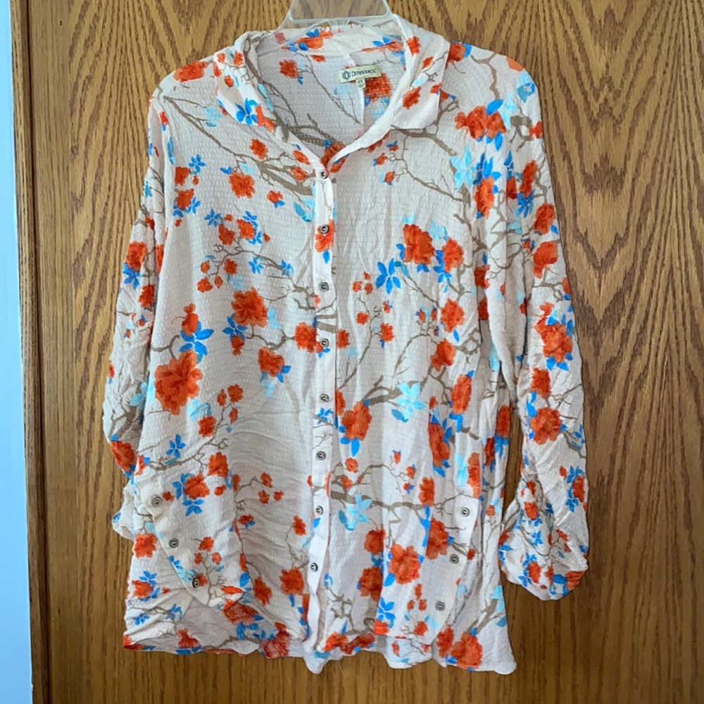 1X Democracy floral button down shirt